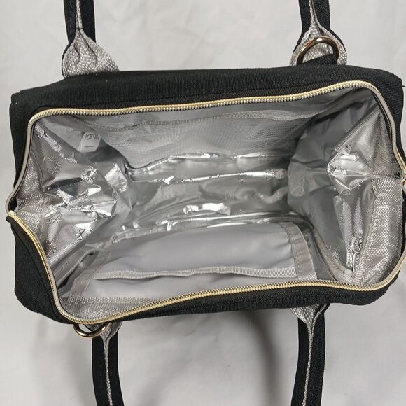 Tomill Insulated Cooler Lunchbox Tote Bag Black with Gold Zippers New Tags - Picture 2 of 7